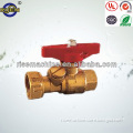 brass ball brass stem PTFE sealing red aluminum butterfly handle water valve